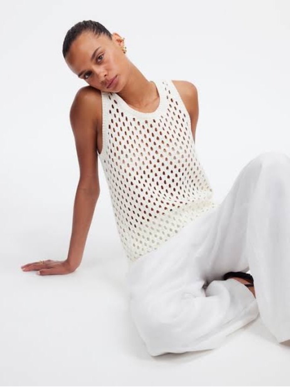 Madewell Cream Open-Weave Tank Top